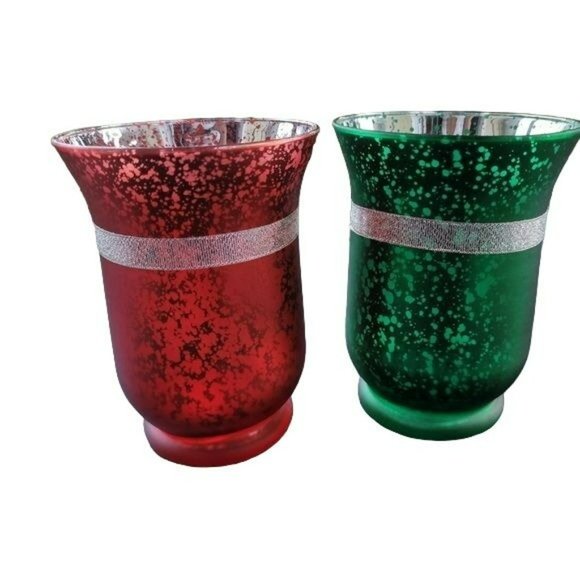 Set of Two Glass Hurricane T-Lite  Candle Holder 6in Tall - Picture 9 of 12